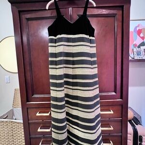 50’s-60s Vintage Gold Lurex Stripe Jacket and Maxi Dress Set